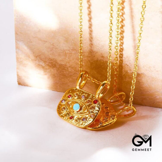 Evil Eye Copper Gold Plated Zircon Necklace