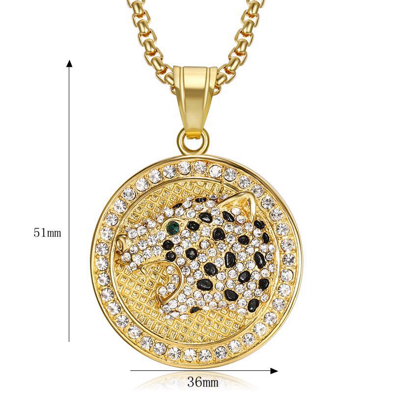 Hip Hop Jewelry Gold Plated Zirconia Leopard Head Pendant