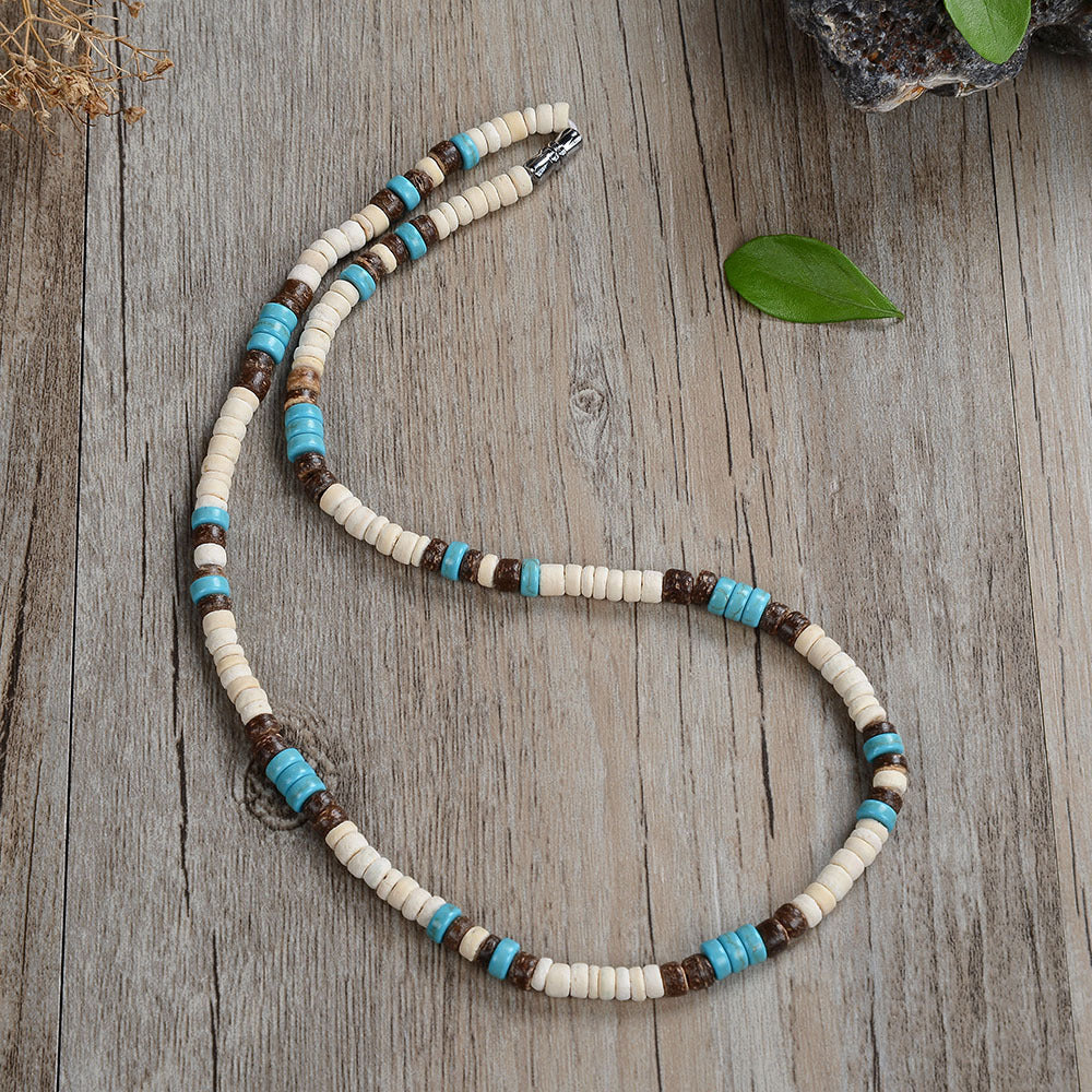 Trendy Coconut Shell Turquoise Necklace