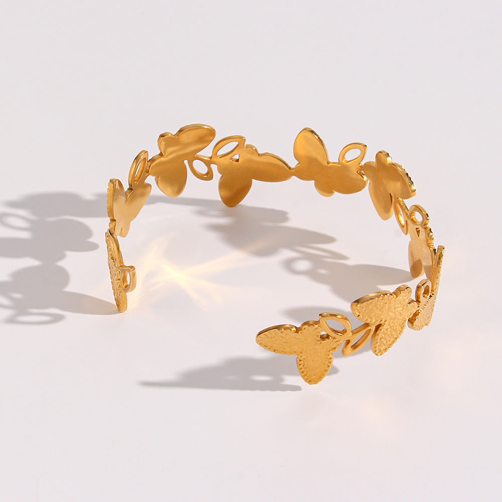 Stainless Steel Gold Open Butterfly Bracelet