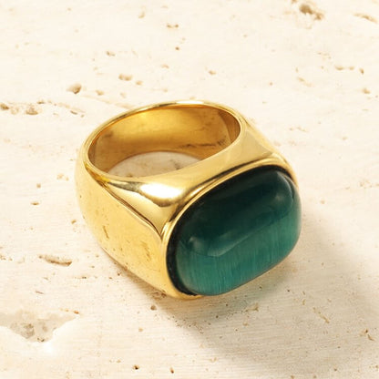 Oval Turquoise Titanium Steel Ring