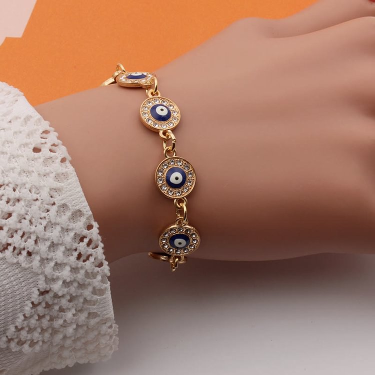 "Always Protected" Gold Chain Evil Eye Bracelet