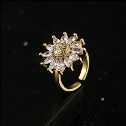 Sunflower Shape Full Stones Ring