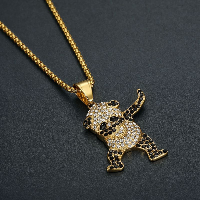 Hip-hop Giant Panda Hip-hop Gold-plated Zircon Pendant