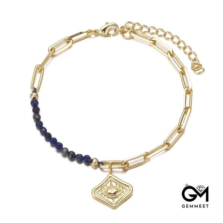 Stone Geometric Pendant 18k Bracelet