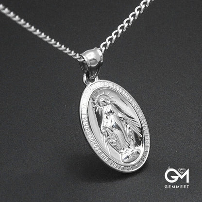 Stainless Steel Vintage Religious Virgin Mary Necklace