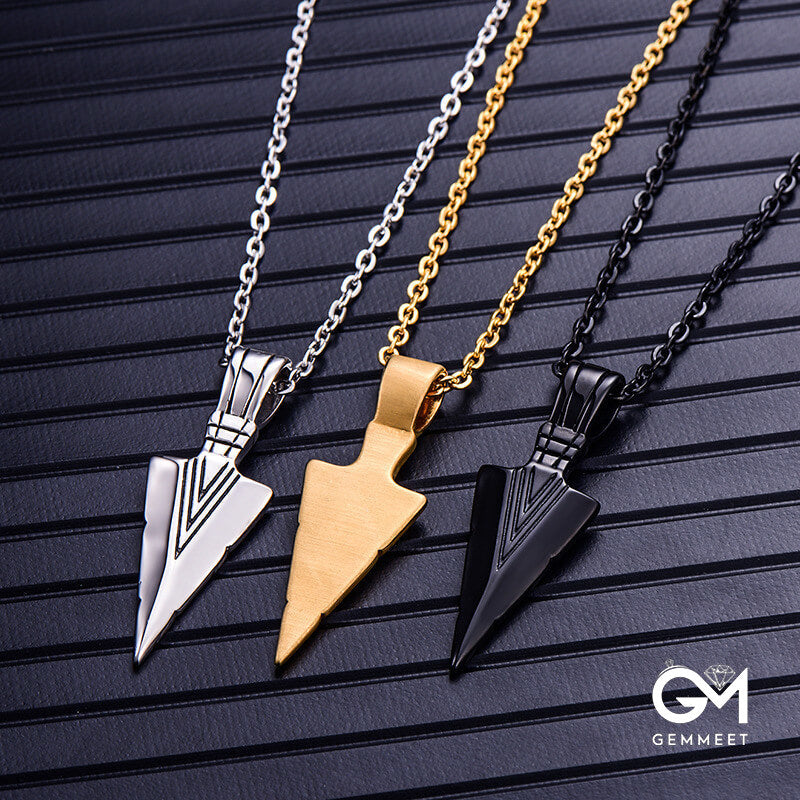 Stainless Steel Cast Arrow Triangle Spearhead Necklace