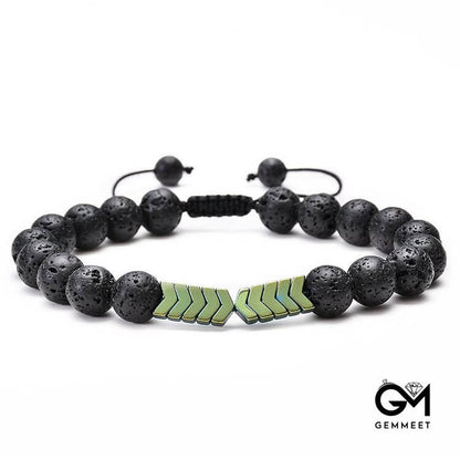 Lava Stone Colorful Magnetite Mens Bracelet