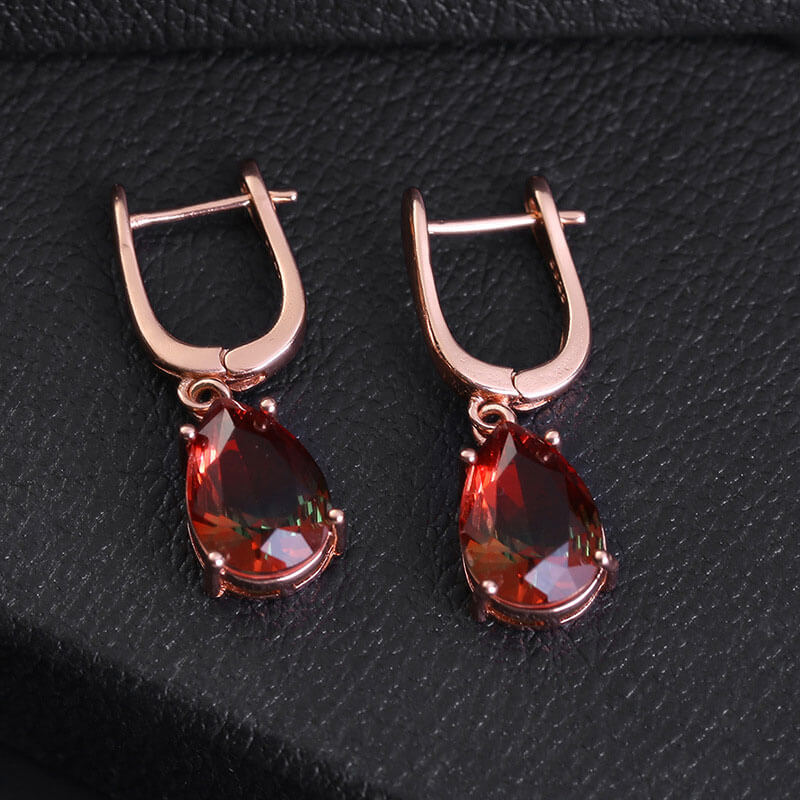 Pear Cut Color Gem Dangle Earrings