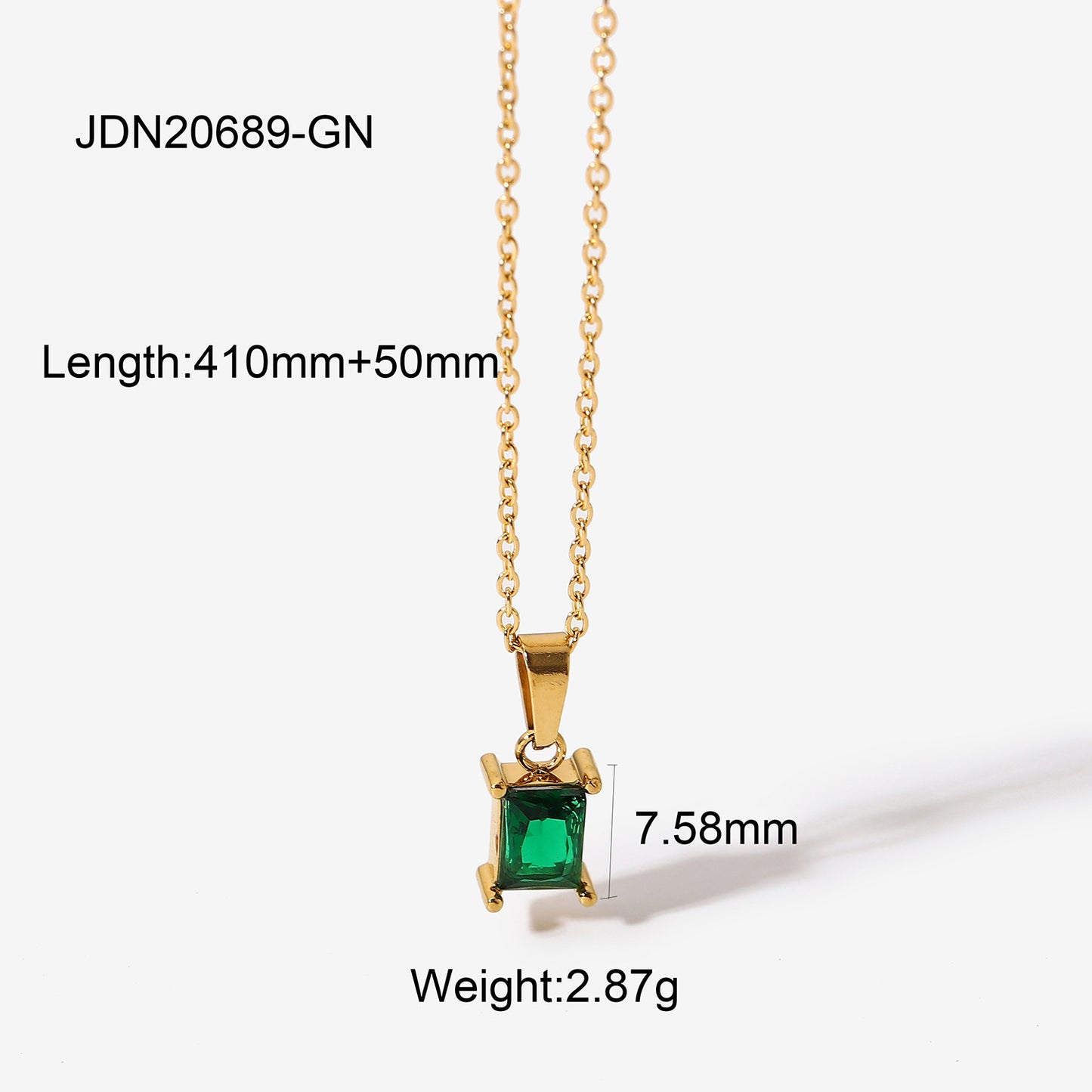 Rectangle Color Stone Chain Necklace