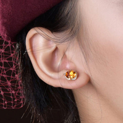 New Temperament High-end Round Citrine Earrings