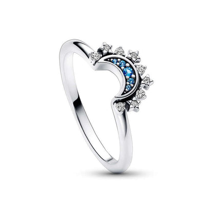 2 Pcs Celestial Sparkling Sun & Moon Ring Set