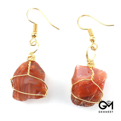 Simple Golden Winding Crystal Earrings