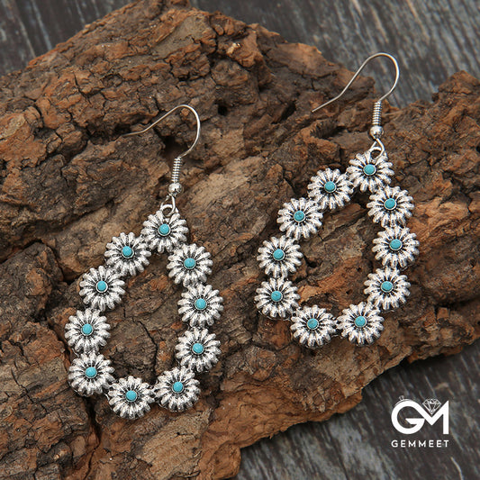 Simple Drop Turquoise Flower Earrings