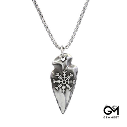 Titanium Steel Viking Arrow Rune Necklace