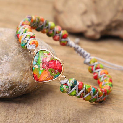 Natural Stone Crystal Heart Bracelet