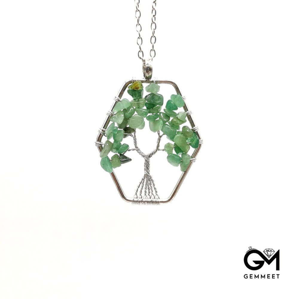 Crystal Wrapped Life Tree Fortune Tree Necklace