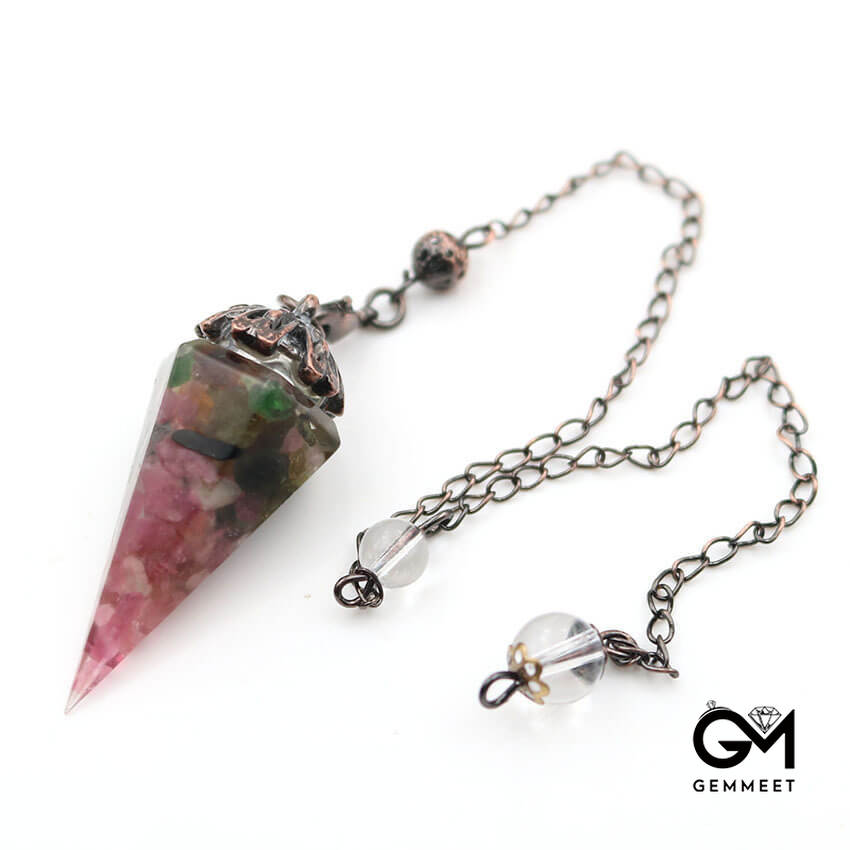 Crystal Resin Hexagon Cone Pendant