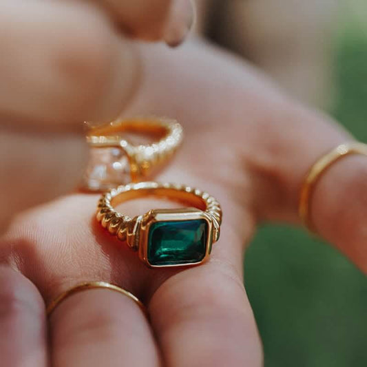 The Fortune Bringers - 18K Gold Emerald Signet Ring