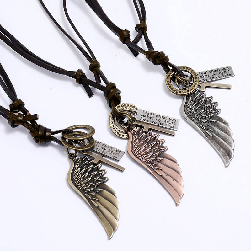 Angel Wings Leather Adjustable Simple Long Necklace