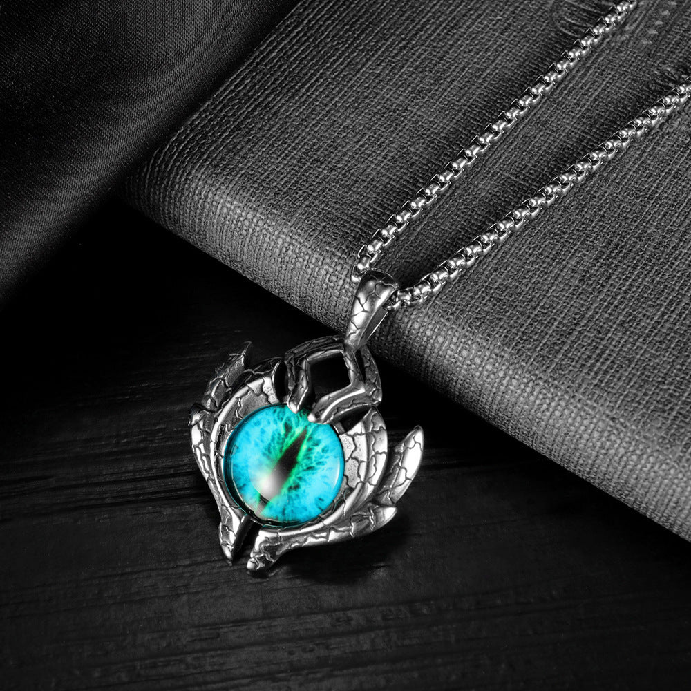 Titanium Steel Evil Eye Pendant Chain Necklace