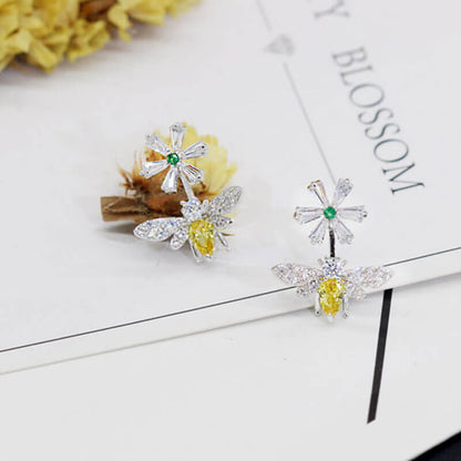 Bee Earrings Femininity Simple Rhinestone Flower Daisy Earrings