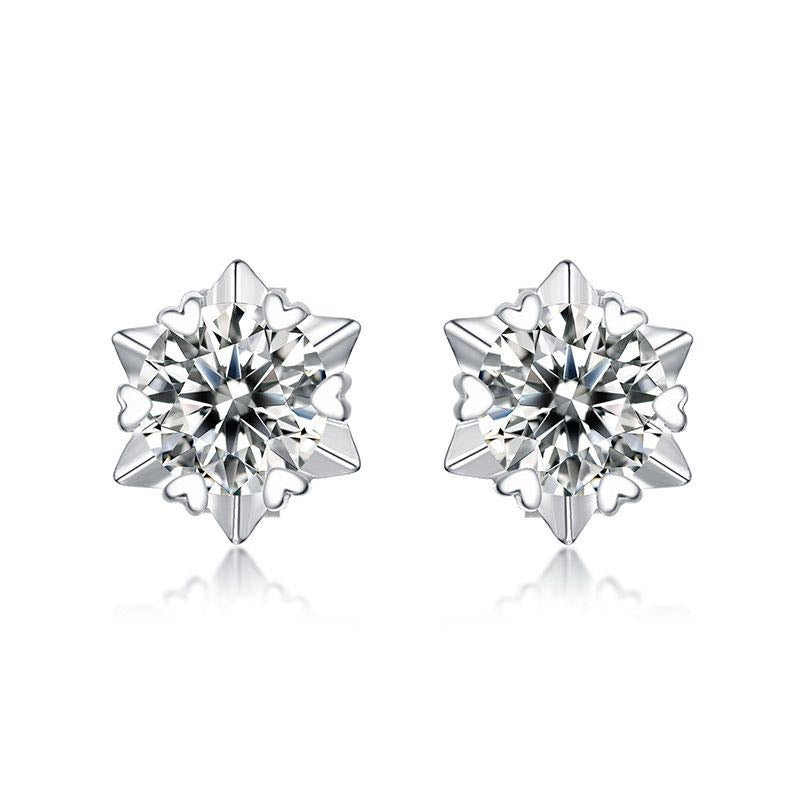 White Gold Hexagon Full Stones Moissanite Stud Earrings