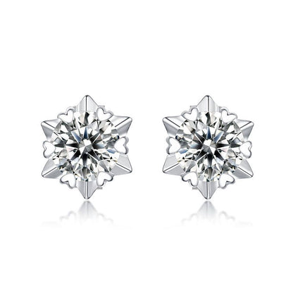 White Gold Hexagon Full Stones Moissanite Stud Earrings