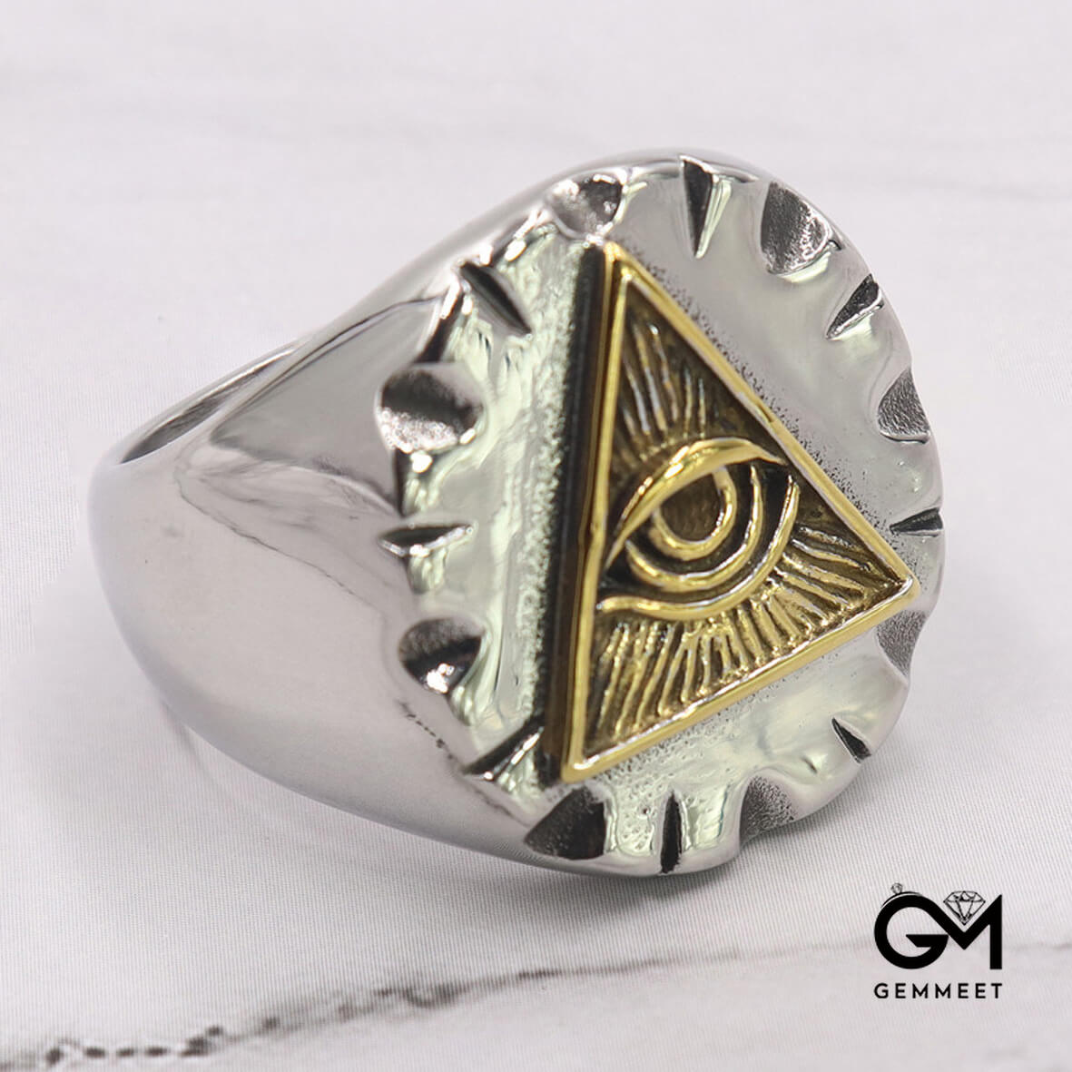 Stainless Steel God's Eye Solid Ring for Men