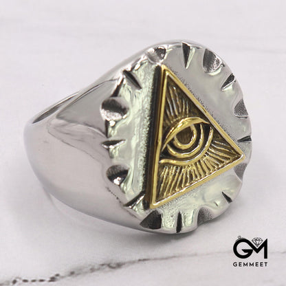 Stainless Steel God's Eye Solid Ring for Men