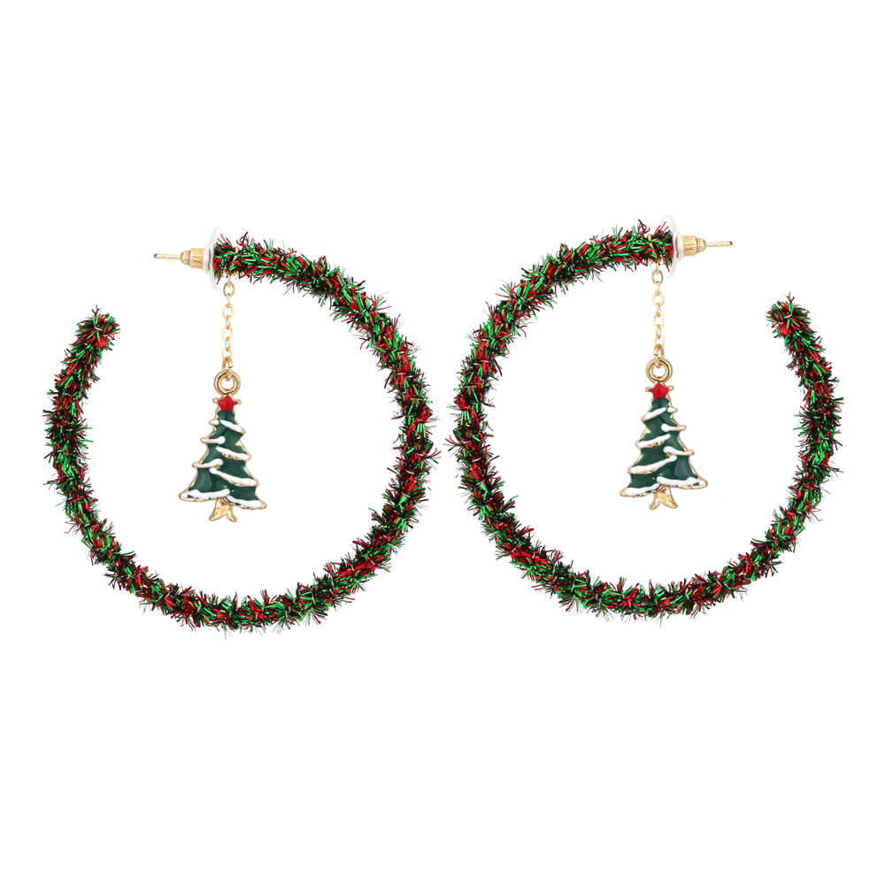 Christmas Earrings Alloy Drip Oil Christmas Tree Earrings Hand-wrapped Braided Earrings