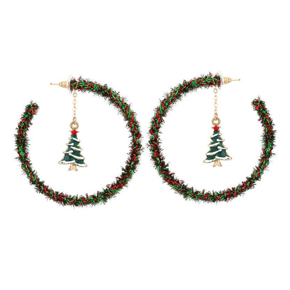 Christmas Earrings Alloy Drip Oil Christmas Tree Earrings Hand-wrapped Braided Earrings