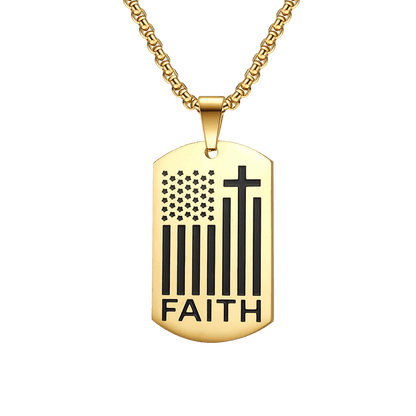 Faith Word Flag Cross Necklace