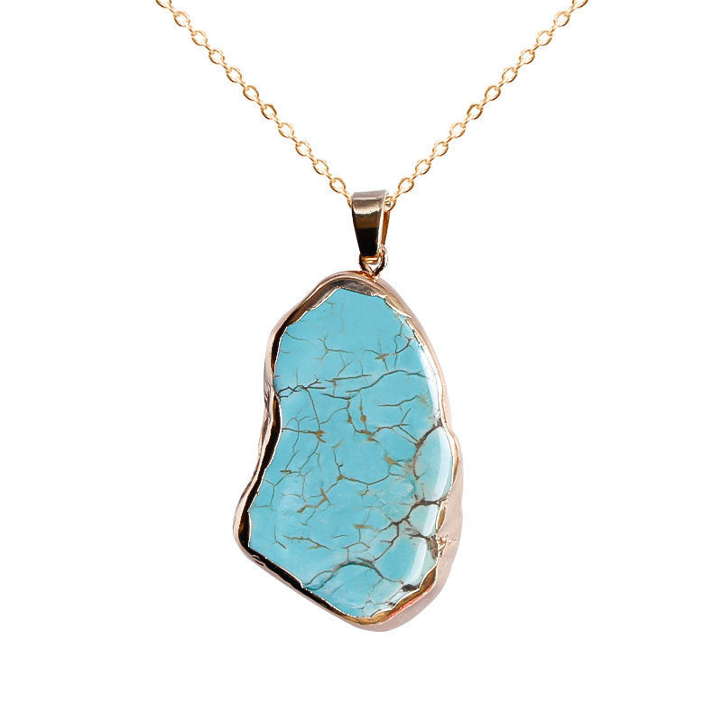 Natural Slice Up Turquoise Irregular Necklace