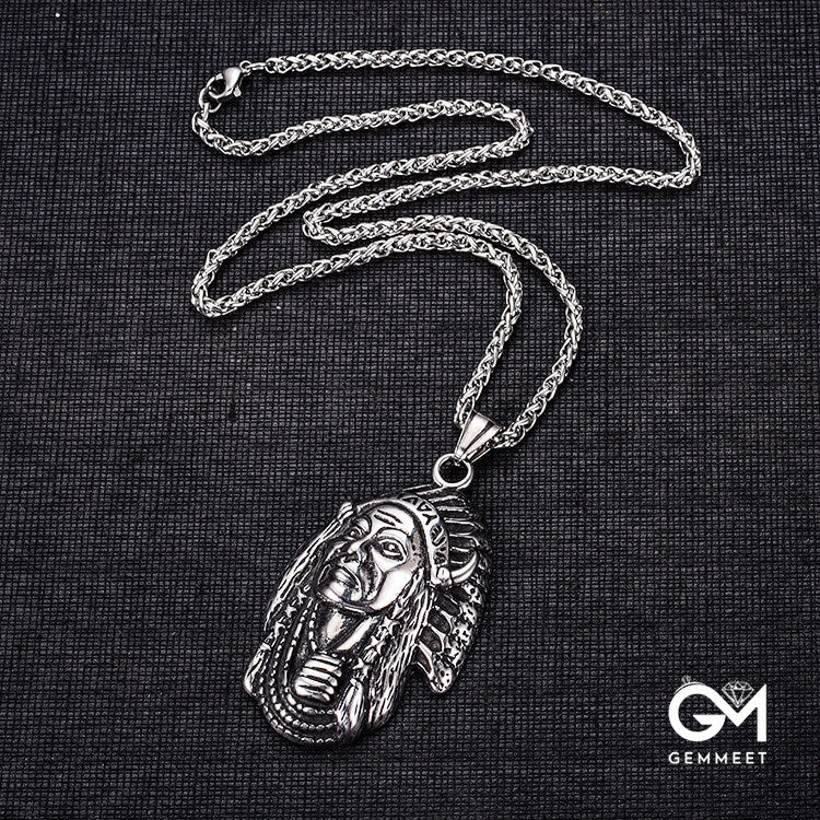 Indian Tribe Legend Chief Titanium Steel Necklace