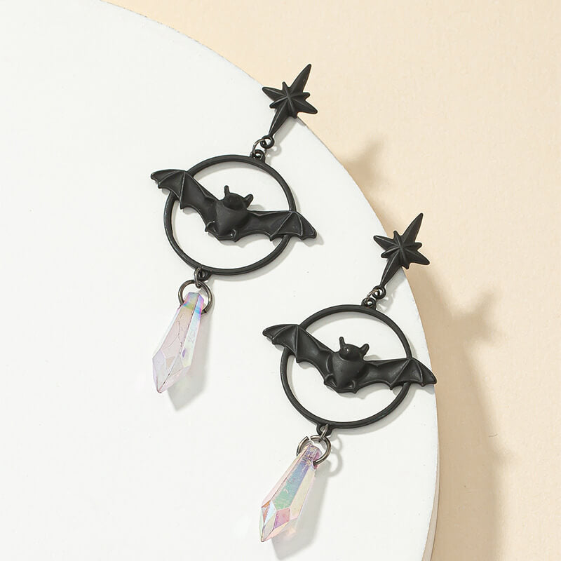 Halloween Ornaments Retro Exaggerated Black Bat Gothic Earrings