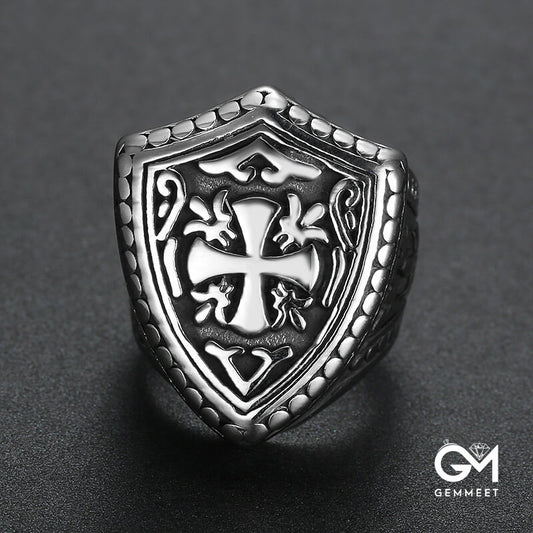 Stainless Steel Cross Engraved Ring