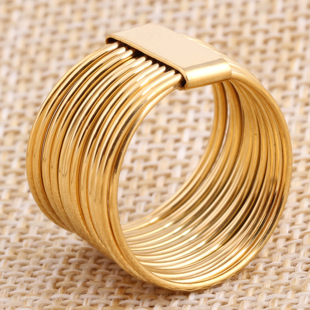 Simple Gold Gold Electroplated Titanium Steel Ring