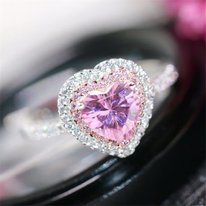 Halo Stunning Pink Heart Ring