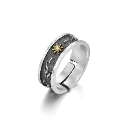 Fashion Men's Sun Flower Sterling Silver Vintage Rings