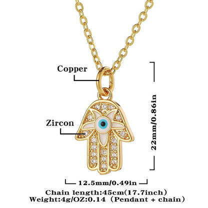 Epoxy Evil Eye Hamsa Heart Shape Necklace