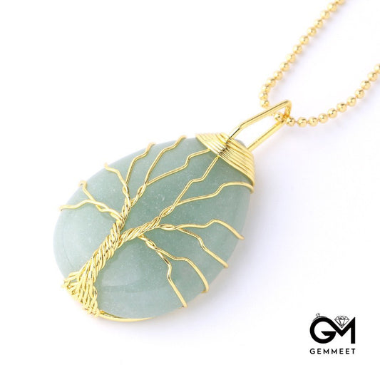 Gold Thread Drops Green Aventurine Pend