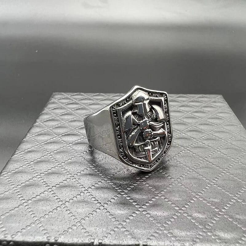 Vintage Titanium Steel Templar Templar Crusade Ring for Men