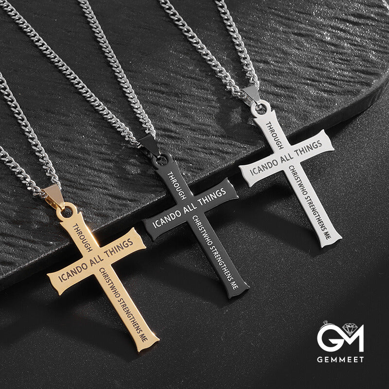 Titanium Steel Cross Pendant Necklace