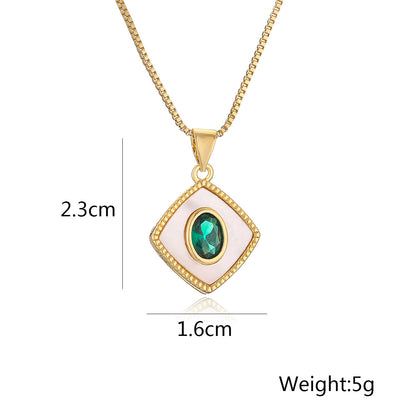 Green Stone Fritillaria Cushion Type Pendant Necklace