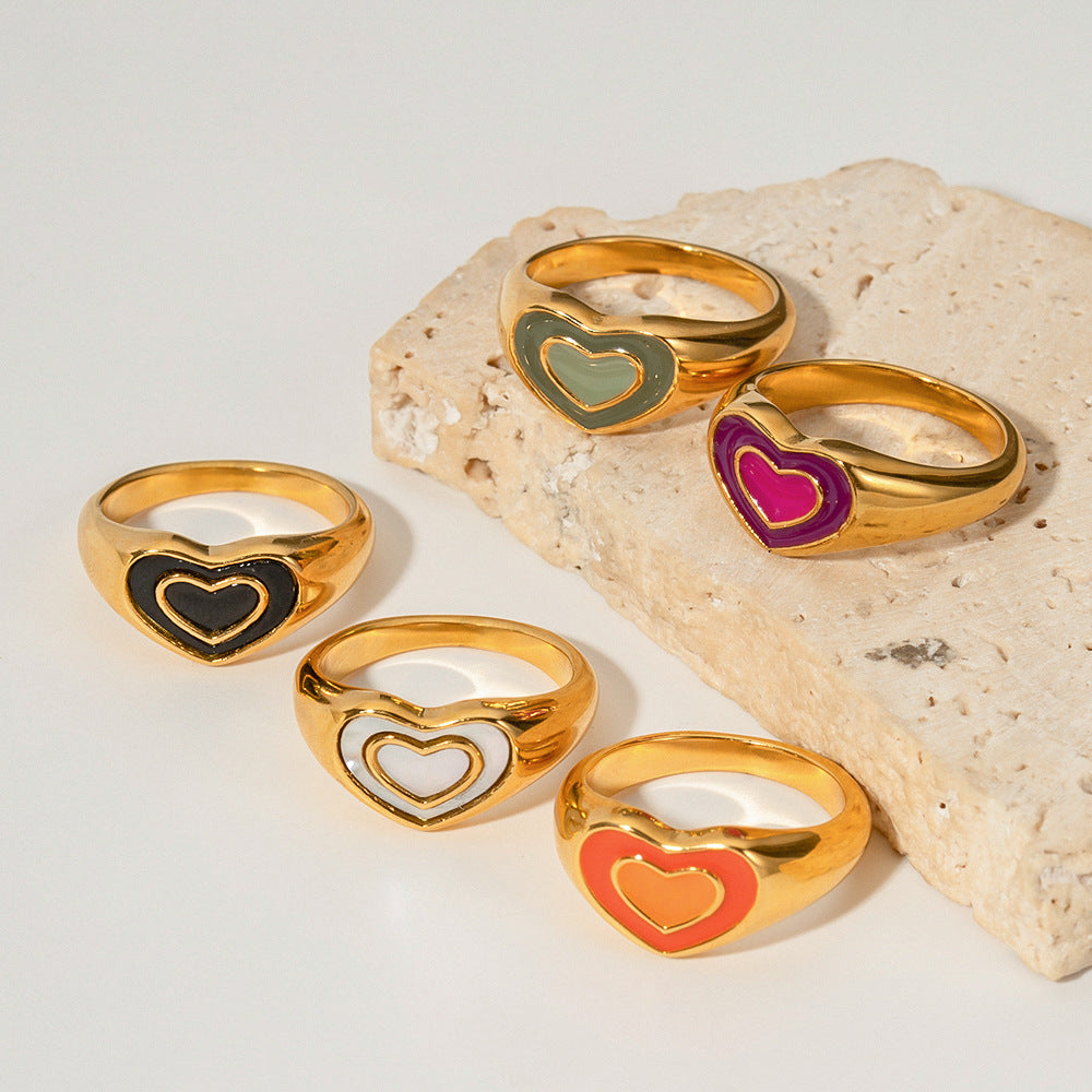 Cute Oblate Heart Shape Signet Ring