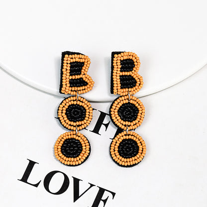 Halloween Letter BOO Scares Handmade Fabric Bead Earrings