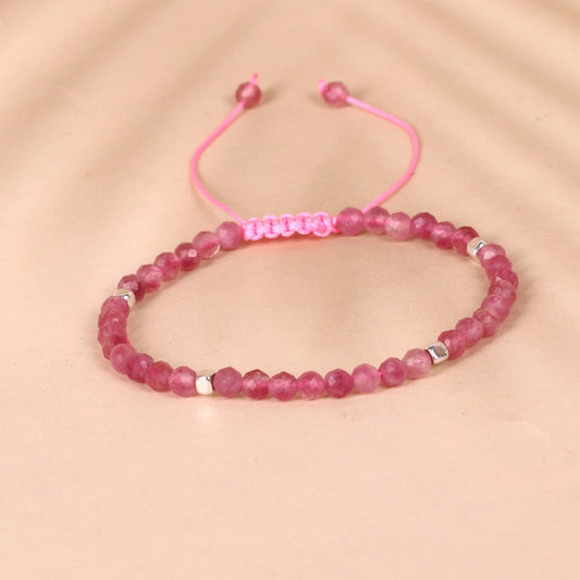 Red Tourmaline Bead Woven Bracelet