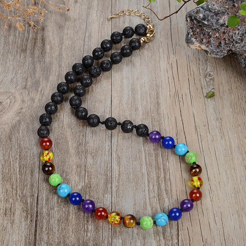 Fashion Colorful Lucky Stones Stainless Steel Accessories Necklace