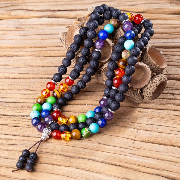 Chakra OM Tassel Power Stone Reiki Healing MALA Bracelet